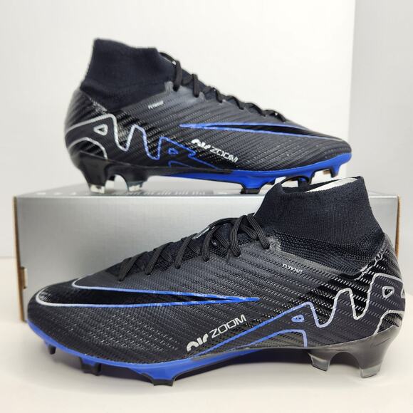 Nike Zoom Superfly 9 Elite FG Black/Game Royal Size 9.5 Men Soccer Cleats - Picture 1 of 8